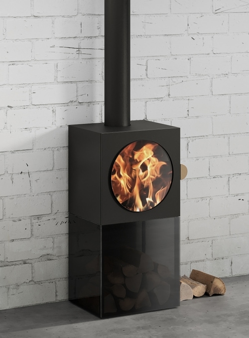 Installed seated stove