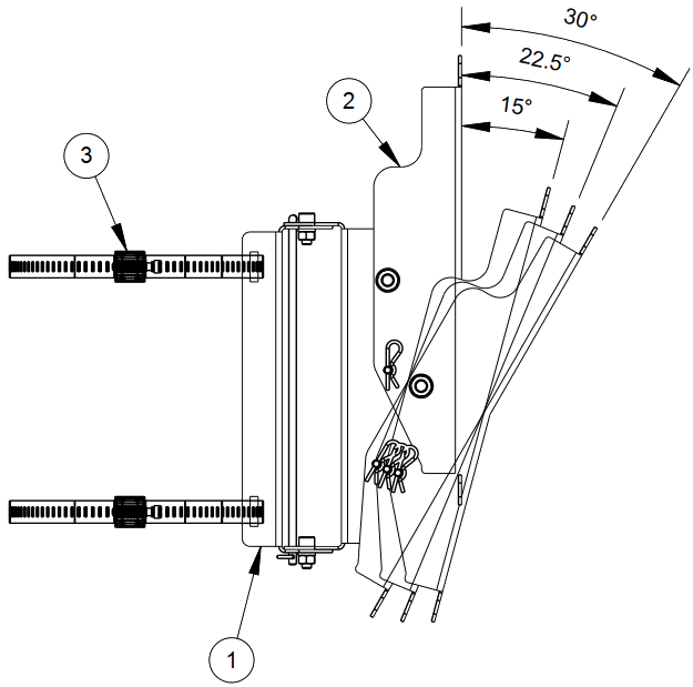Drawing of bracket in different positions
